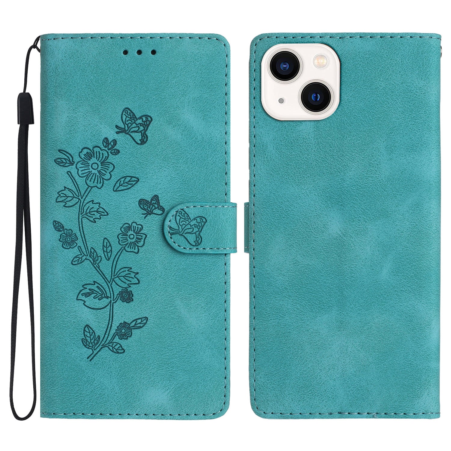 For iPhone 13 6.1 inch PU Leather Wallet Cover Flower Imprinted Phone Case with Stand For iPhone 13 6.1 inch PU Leather Wallet Cover Flower Imprinted Phone Case with Stand